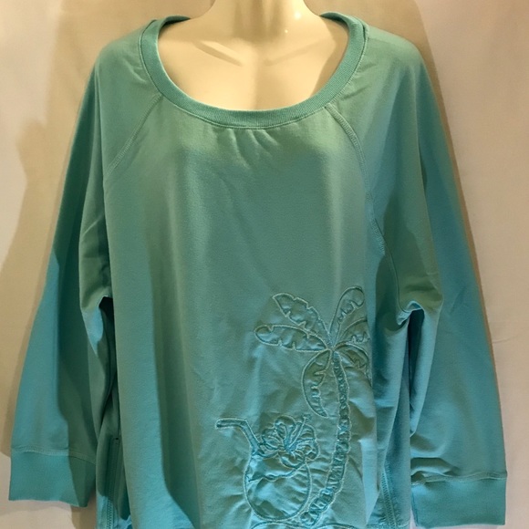Palm Harbour Sweaters - Palm Harbour Woman’s Sweat Shirt Teal Sz 3X